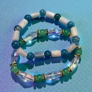 Blue and Green Beaded Bracelets